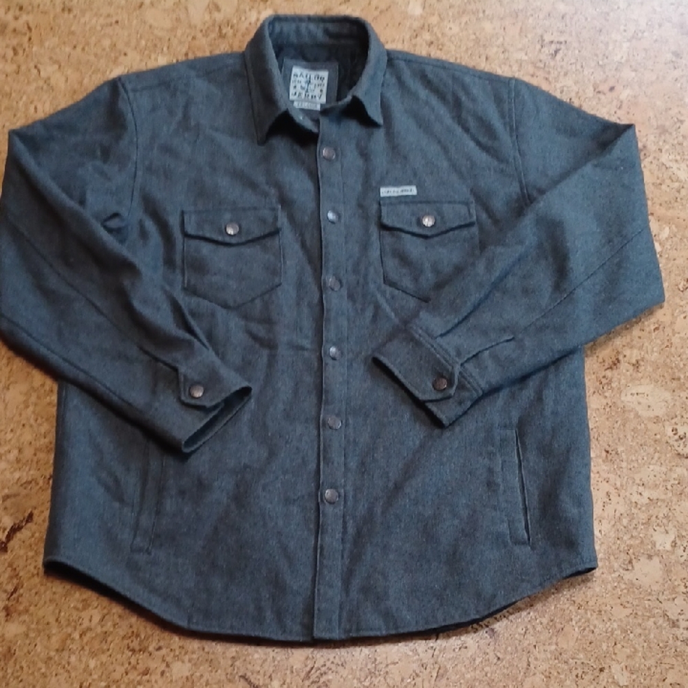 Sailor Jerry Grey Quilt Lined Wool Blend Shirt Jacket Size XXL